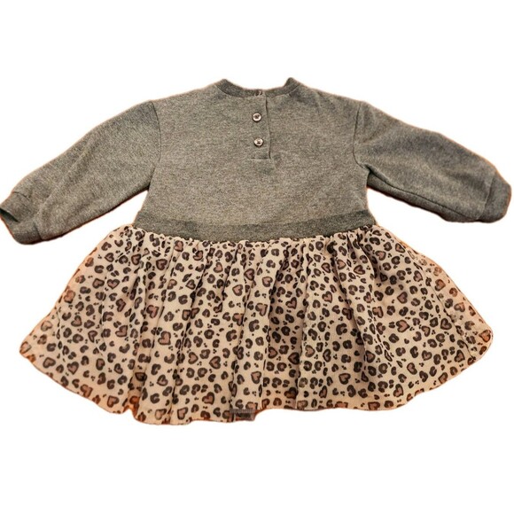 Little Me 24 M Dress WiGray Fleece  Bodice W Gold Heart And Heart Patterned... - Picture 2 of 2